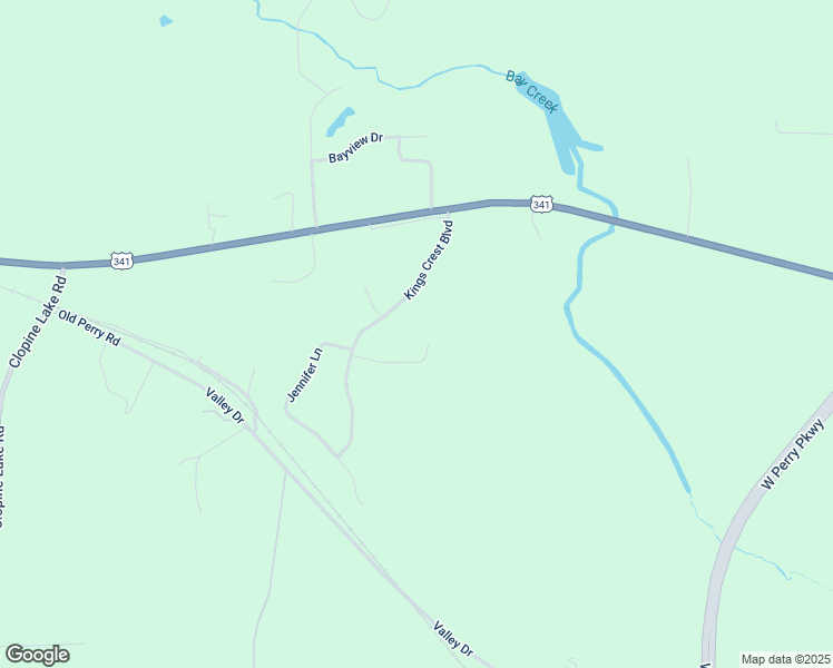 map of restaurants, bars, coffee shops, grocery stores, and more near 111 Kings Crest Boulevard in Perry