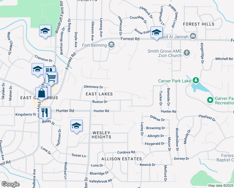 map of restaurants, bars, coffee shops, grocery stores, and more near 6030 Creekside Drive in Columbus
