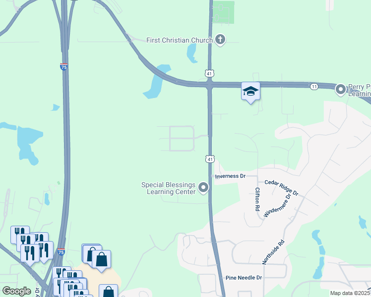 map of restaurants, bars, coffee shops, grocery stores, and more near 201 Longbridge Way in Perry