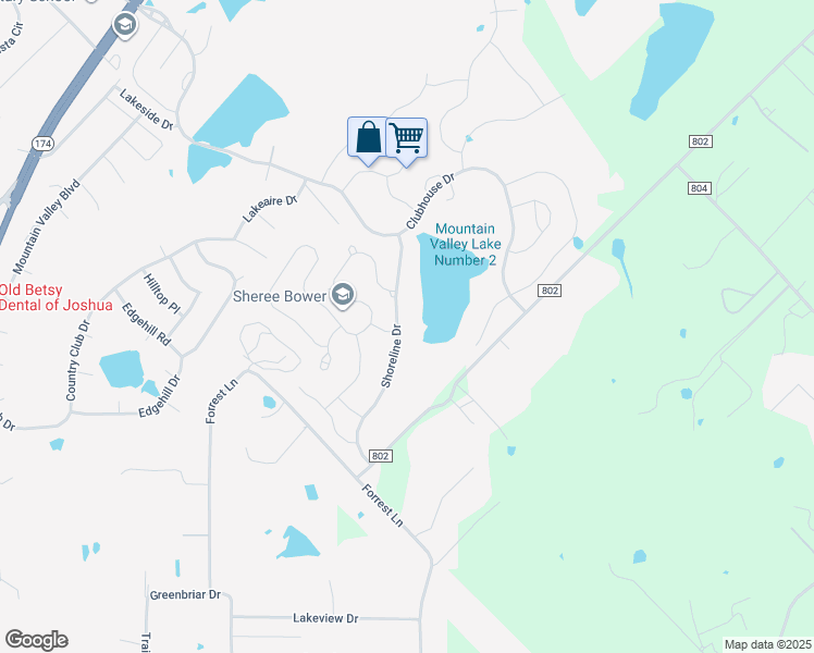 map of restaurants, bars, coffee shops, grocery stores, and more near 3029 Shoreline Dr in Burleson