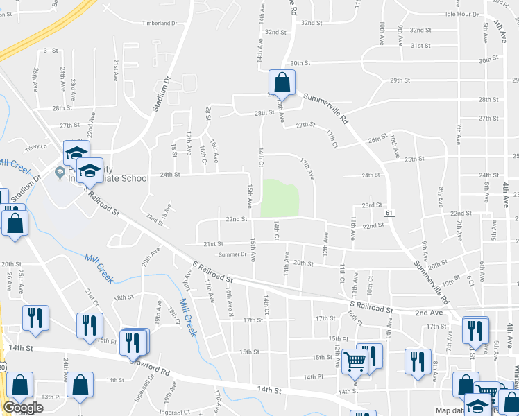 map of restaurants, bars, coffee shops, grocery stores, and more near 2300 14th Court in Phenix City