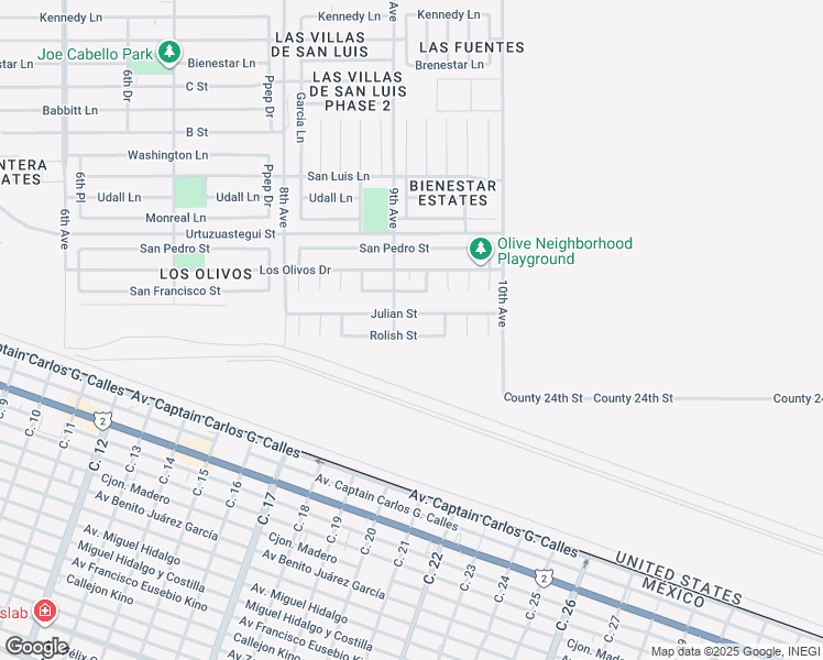 map of restaurants, bars, coffee shops, grocery stores, and more near 1932 Rolish Street in San Luis