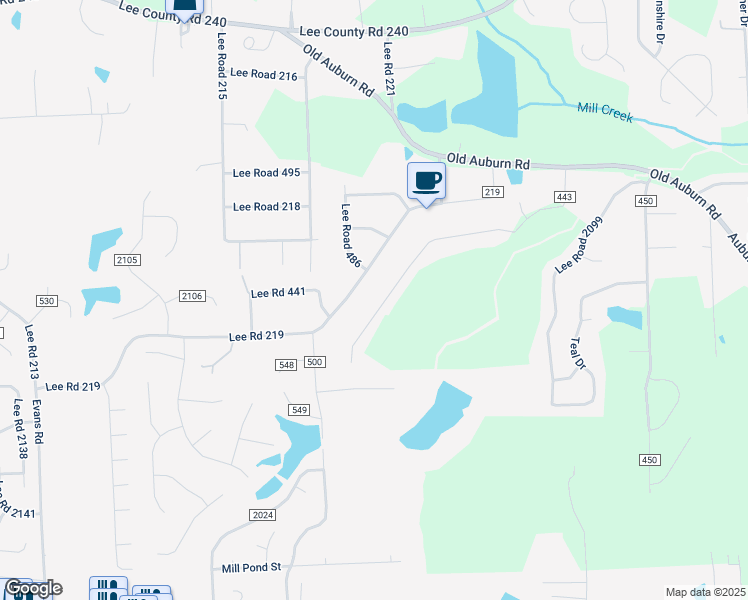 map of restaurants, bars, coffee shops, grocery stores, and more near County Road 219 in Phenix City