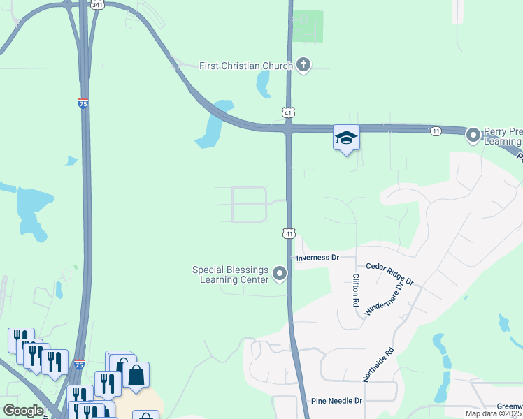 map of restaurants, bars, coffee shops, grocery stores, and more near 201 Longbridge Way in Perry