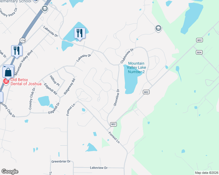 map of restaurants, bars, coffee shops, grocery stores, and more near 3025 Greenway Drive in Burleson