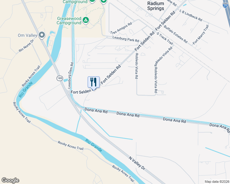 map of restaurants, bars, coffee shops, grocery stores, and more near 1501 Fort Selden Road in Las Cruces