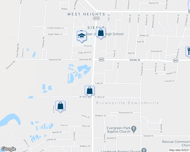 map of restaurants, bars, coffee shops, grocery stores, and more near 333 Washington Street in West Monroe