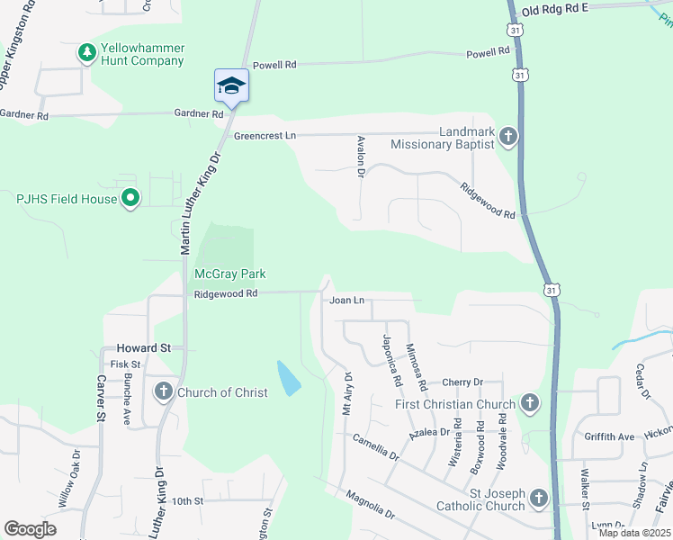 map of restaurants, bars, coffee shops, grocery stores, and more near 161 Ridgewood Road in Prattville