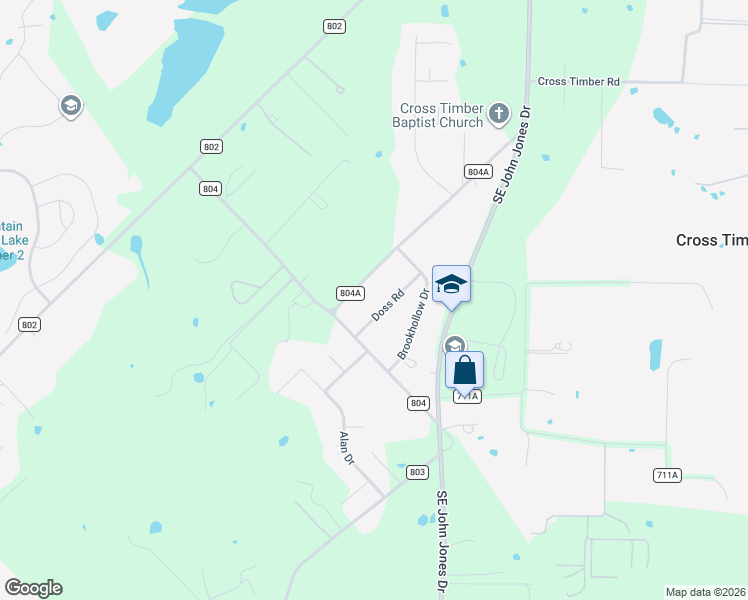 map of restaurants, bars, coffee shops, grocery stores, and more near 2820 Doss Road in Burleson