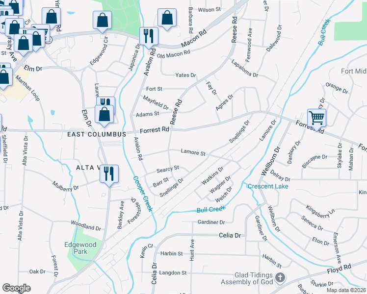 map of restaurants, bars, coffee shops, grocery stores, and more near 906 Lamore Street in Columbus