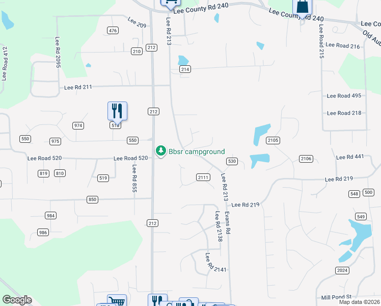 map of restaurants, bars, coffee shops, grocery stores, and more near 11 County Road in Phenix City