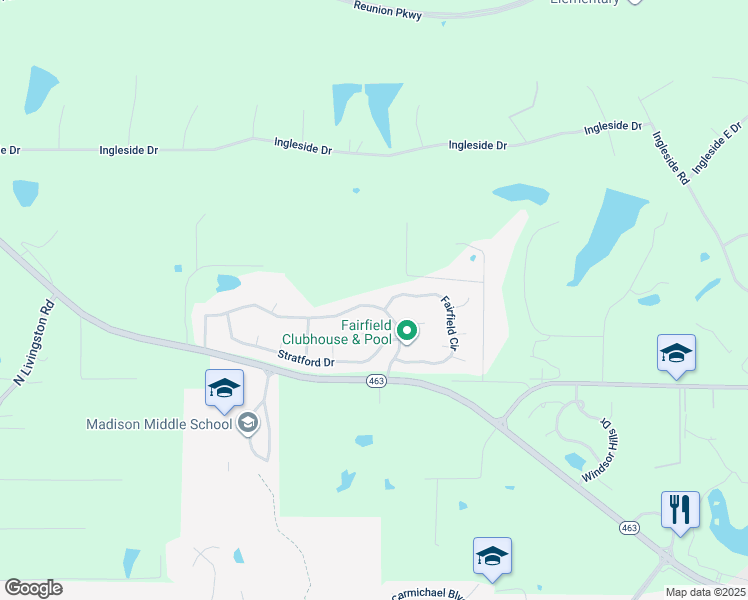map of restaurants, bars, coffee shops, grocery stores, and more near 101-199 N Pine Dr in Madison