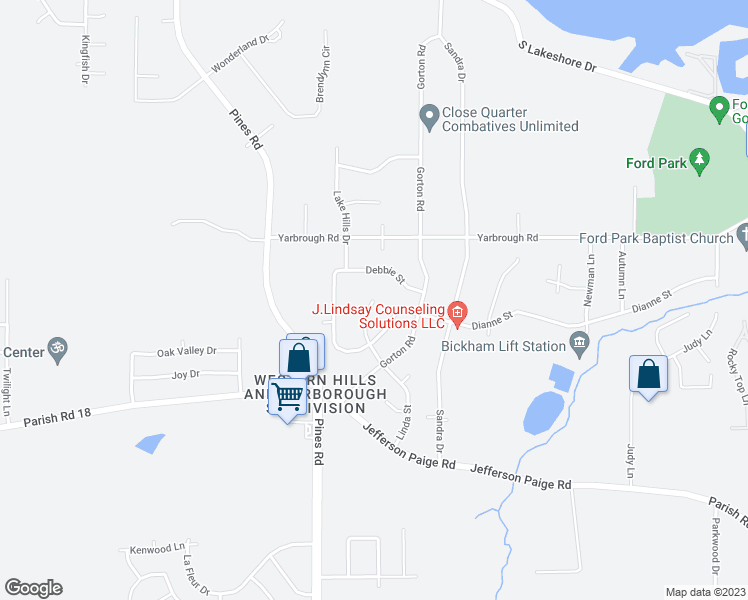 map of restaurants, bars, coffee shops, grocery stores, and more near 2844 Linda Street in Shreveport