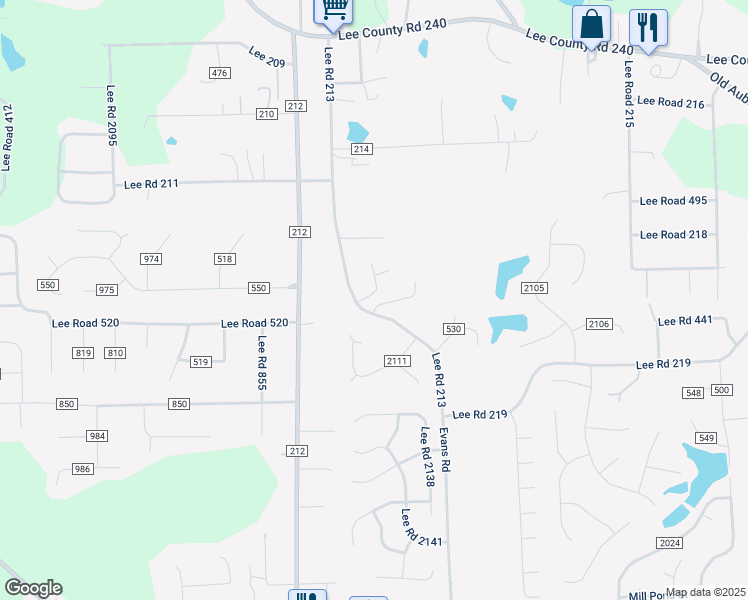 map of restaurants, bars, coffee shops, grocery stores, and more near 208 County Road in Phenix City