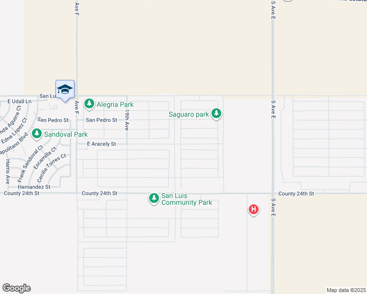 map of restaurants, bars, coffee shops, grocery stores, and more near 4049 East San Francisco Street in San Luis