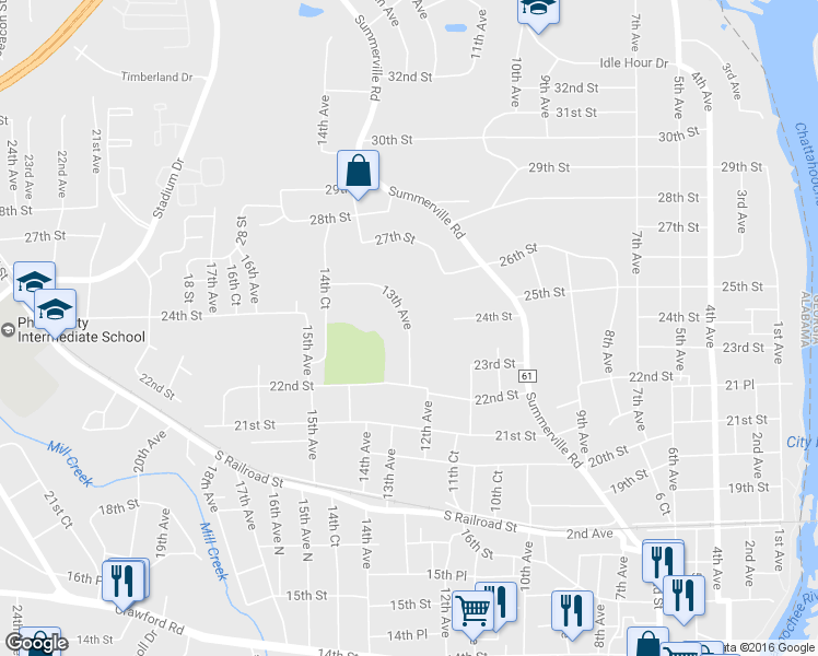 map of restaurants, bars, coffee shops, grocery stores, and more near 2302 13th Avenue in Phenix City