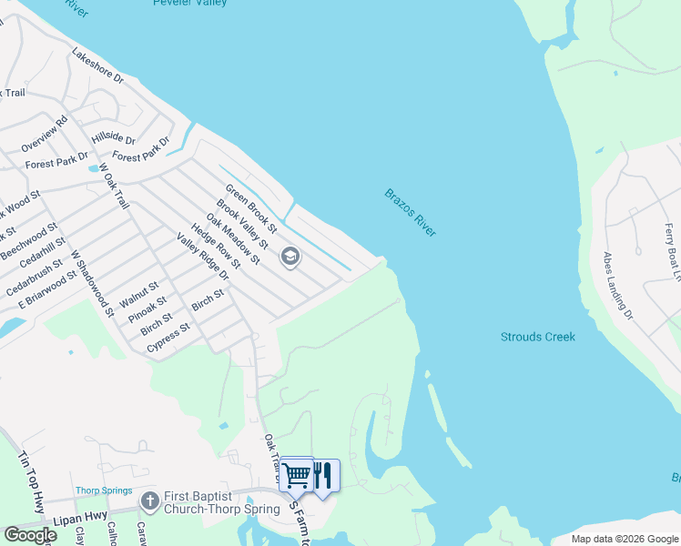 map of restaurants, bars, coffee shops, grocery stores, and more near 3544 Pecan Grove Court in Granbury