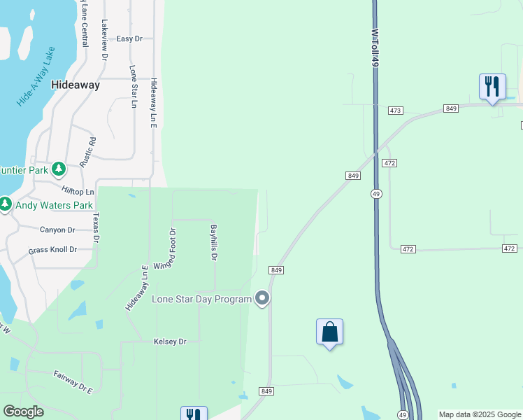 map of restaurants, bars, coffee shops, grocery stores, and more near 130 Ryder Cup Trail in Lindale