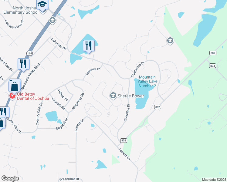 map of restaurants, bars, coffee shops, grocery stores, and more near 2925 Greenway Drive in Burleson