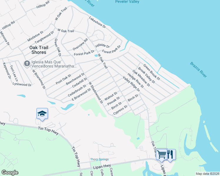 map of restaurants, bars, coffee shops, grocery stores, and more near 2718 Maplewood Street in Granbury