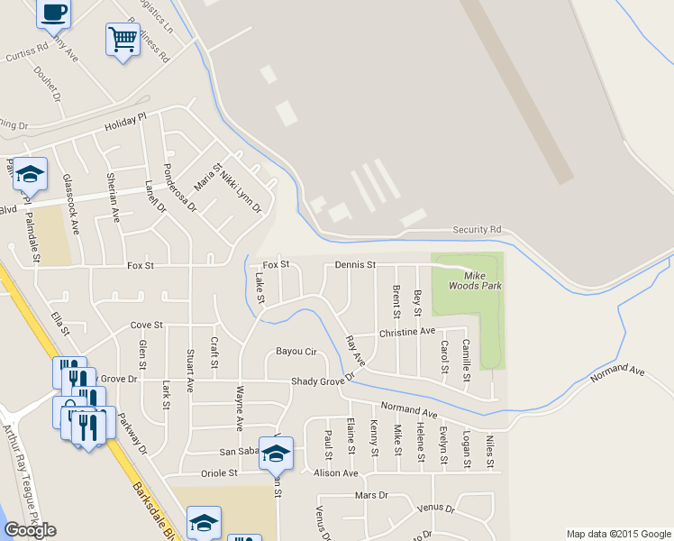 map of restaurants, bars, coffee shops, grocery stores, and more near 1908 Dennis St in Bossier City