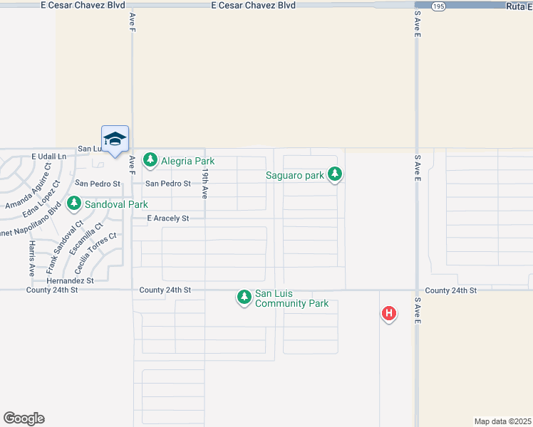 map of restaurants, bars, coffee shops, grocery stores, and more near 4049 East San Francisco Street in San Luis