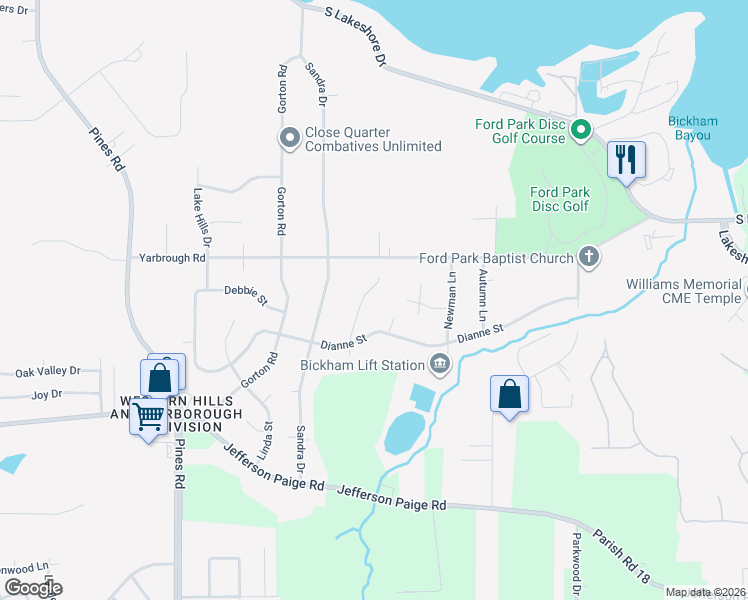 map of restaurants, bars, coffee shops, grocery stores, and more near 3201 Hatcher Road in Shreveport