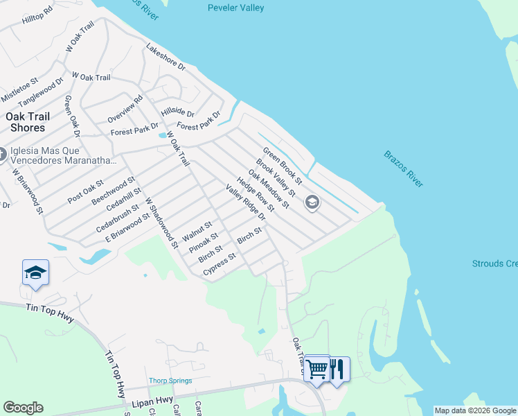 map of restaurants, bars, coffee shops, grocery stores, and more near 3708 Hedge Row Street in Granbury