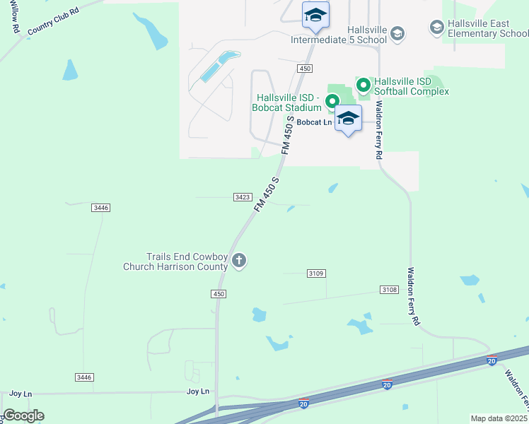 map of restaurants, bars, coffee shops, grocery stores, and more near 140 Deer Creek Lane in Hallsville
