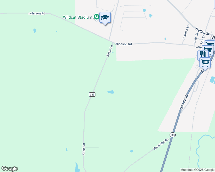 map of restaurants, bars, coffee shops, grocery stores, and more near 15210 County Road 343 in Tyler