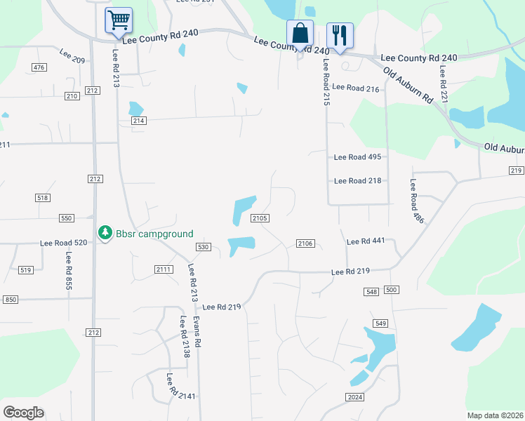 map of restaurants, bars, coffee shops, grocery stores, and more near 205 Lee Road 2105 in Phenix City
