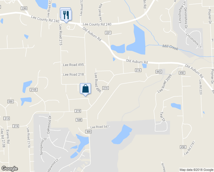 map of restaurants, bars, coffee shops, grocery stores, and more near 427 Lee Road 219 in Phenix City