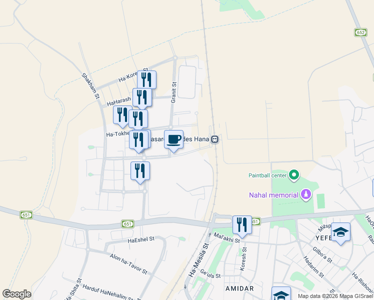 map of restaurants, bars, coffee shops, grocery stores, and more near 21 Tarshish Industrial Park Street in Caesarea