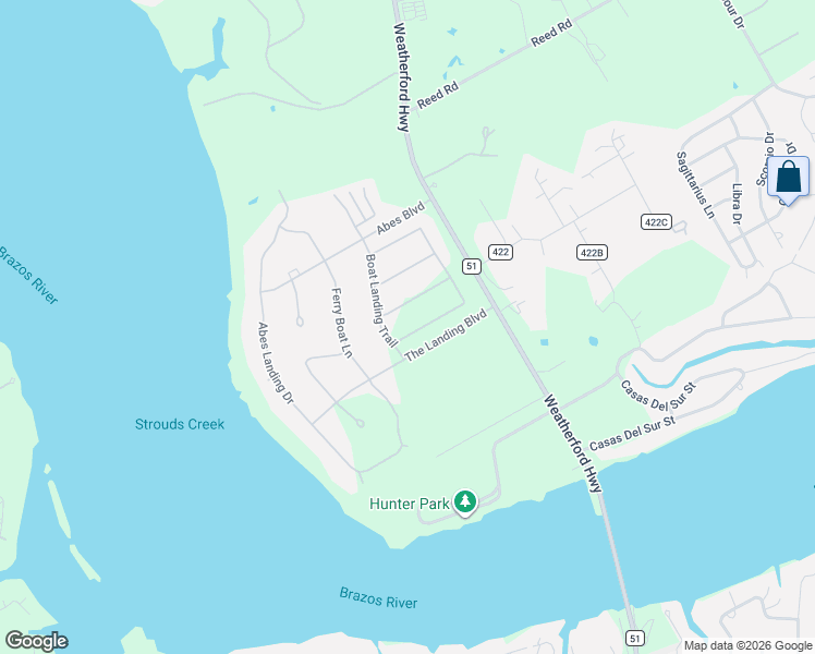 map of restaurants, bars, coffee shops, grocery stores, and more near Ferry Boat Lane in Granbury