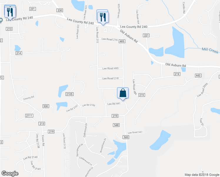 map of restaurants, bars, coffee shops, grocery stores, and more near 1124 Lee Road 215 in Phenix City