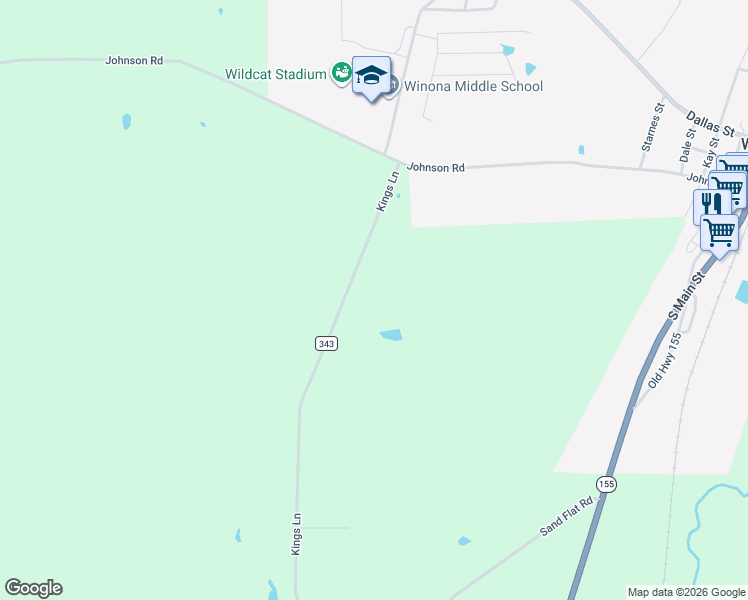 map of restaurants, bars, coffee shops, grocery stores, and more near 15256 County Road 343 in Tyler