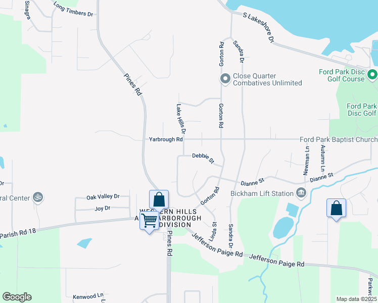 map of restaurants, bars, coffee shops, grocery stores, and more near 6133 Yarbrough Road in Shreveport