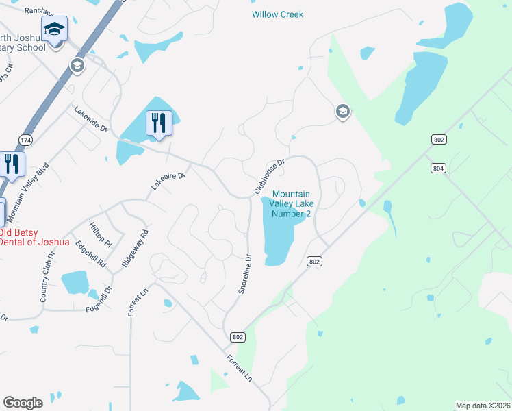 map of restaurants, bars, coffee shops, grocery stores, and more near 2901 Shoreline Drive in Burleson