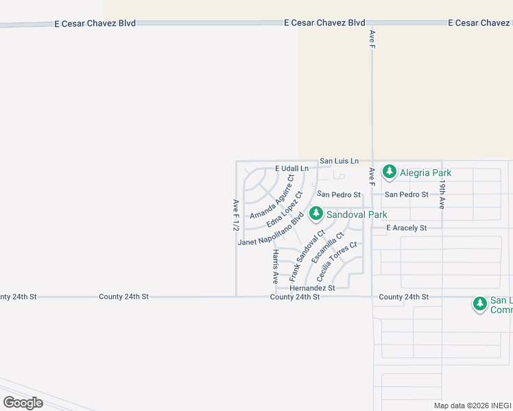 map of restaurants, bars, coffee shops, grocery stores, and more near Raul Grijalva Court in San Luis