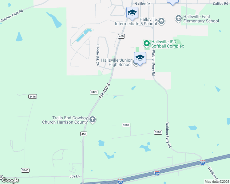 map of restaurants, bars, coffee shops, grocery stores, and more near 145 Deer Creek Lane in Hallsville