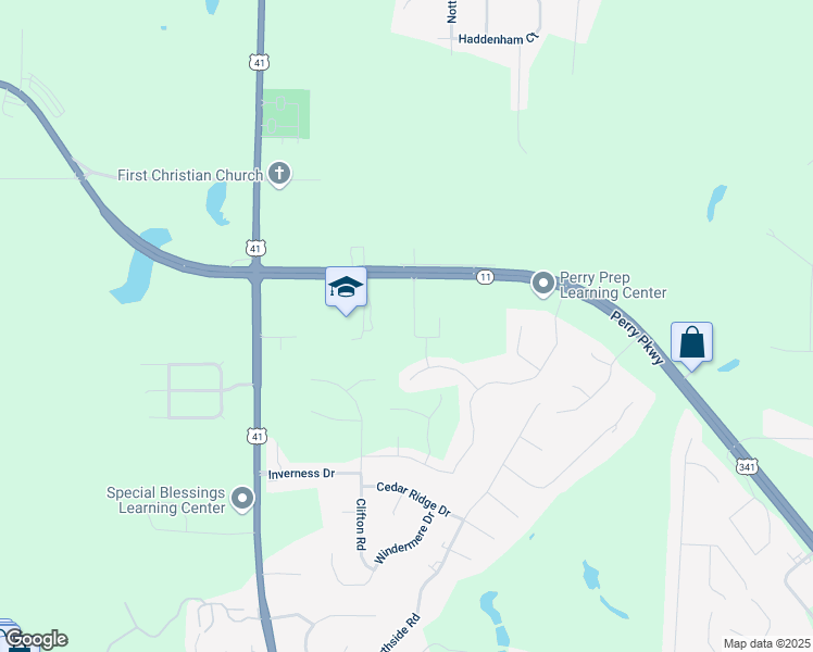map of restaurants, bars, coffee shops, grocery stores, and more near in Perry
