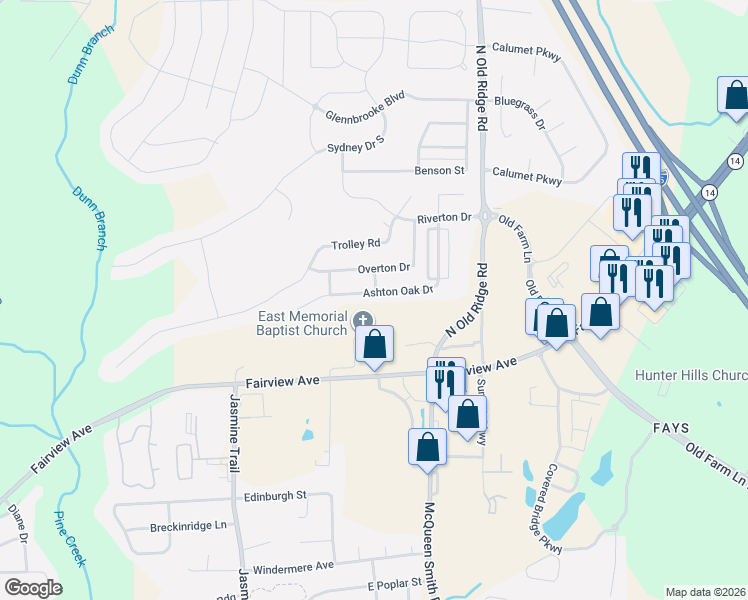 map of restaurants, bars, coffee shops, grocery stores, and more near 557 Ashton Oak Drive in Prattville