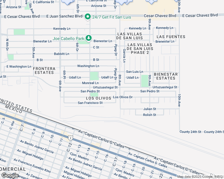map of restaurants, bars, coffee shops, grocery stores, and more near 1638 San Pedro Street in San Luis