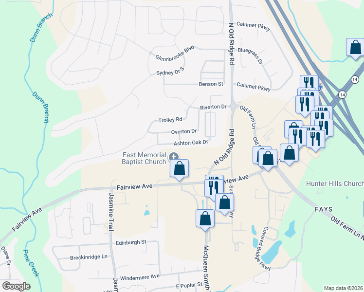 map of restaurants, bars, coffee shops, grocery stores, and more near 555 Ashton Oak Dr in Prattville
