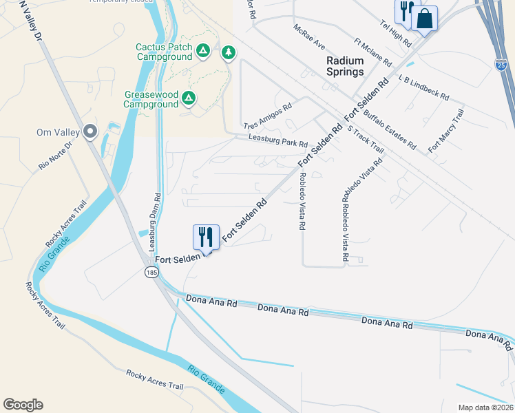 map of restaurants, bars, coffee shops, grocery stores, and more near 12201 Carr Lane in Las Cruces