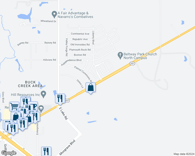 map of restaurants, bars, coffee shops, grocery stores, and more near 2458 Township Court in Abilene