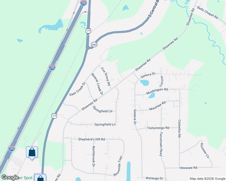map of restaurants, bars, coffee shops, grocery stores, and more near 309 Springfield Lane in Waxahachie