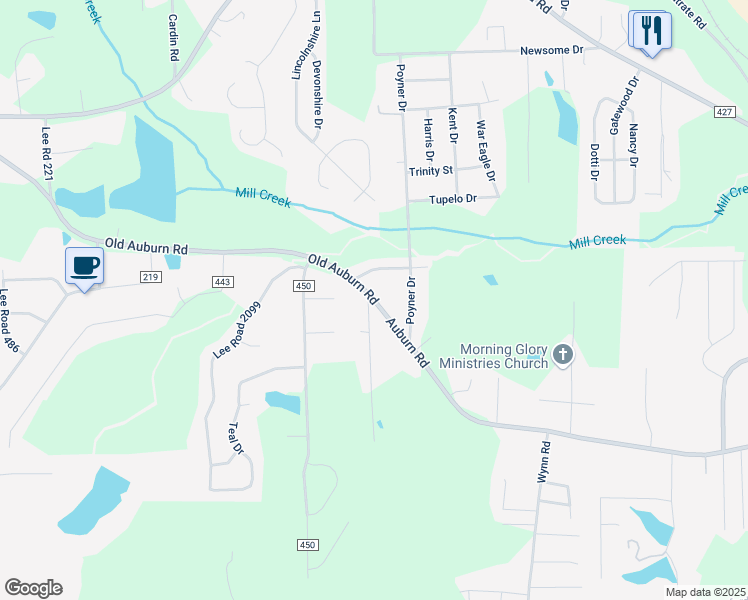 map of restaurants, bars, coffee shops, grocery stores, and more near Lee Road 220 in Phenix City