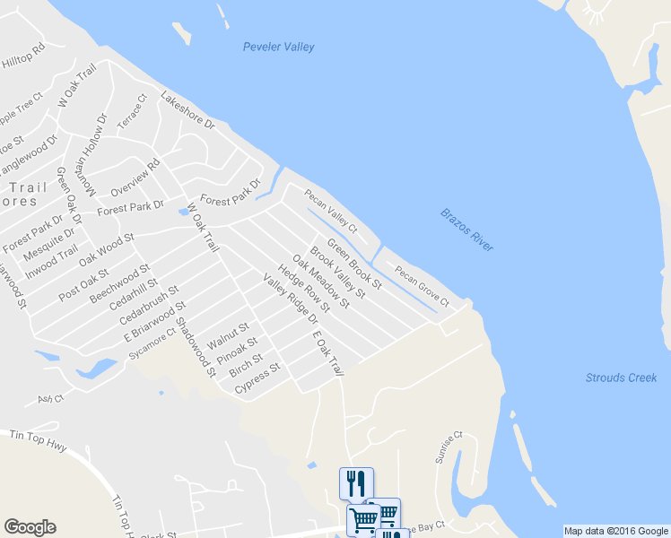 map of restaurants, bars, coffee shops, grocery stores, and more near 3724 Brook Valley Street in Granbury