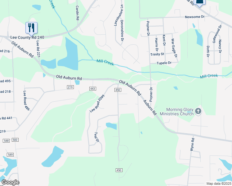 map of restaurants, bars, coffee shops, grocery stores, and more near 98 Lee Road 450 in Phenix City